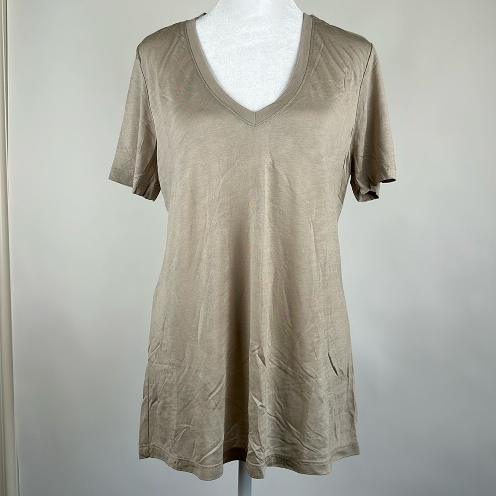 Grey Lab Classic V Neck T-shirt Large Modal Tan